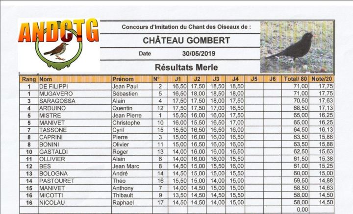 resultats concours chilet merle chateau gombert 2019