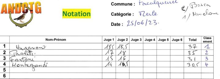 resultats concours chilet merle forcalqueiret 2023